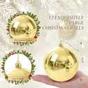 Jenaai 12 Pcs Large Champagne Gold Christmas Ball Ornaments, 4 Inch Big Oversized Shatterproof Tree Decorations Matte Glitter Giant Jumbo Plastic Hanging Baubles for Xmas Holiday Party Indoor Outdoor