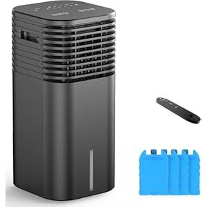 FLOWBREEZE 24" Windowless Portable Air Conditioner, 15H Timer & 120Oscillation, 3-IN-1 Portable AC Unit w/Remote, 2-Gal Tank, 3 Modes & Speeds, Ultra-Quiet Ventless Swamp Cooler for HomeOffice, Onyx