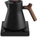 Fellow Corvo EKG Pro Electric Tea Kettle - Quick Heating, Precise Temperature Control Electric Kettle, Scheduling, Built-in Brew Timer for Boiling Water - Matte Black with Walnut Handle - 0.9 Liter