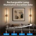 31.5 Inch Battery Operated Wall Sconces of Two, Modern Wireless Rechargeable Wall Lights with Remote Control, 3000K-6000K Dimmable, 350 Rotatable for Living Room, Bedroom, Hallway Decor