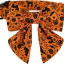 Lionet Paws Halloween Dog Collar with Bowtie - Cute Cotton Adjustable Fall Bowtie Dog Collar with Metal Buckle for Small Medium Large Dog Girl Boy Gift, M, Neck 13.5-22in