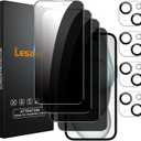 4+4 Pack Privacy Screen Protector for iPhone 15 Plus 6.7-Inch with 4 Pack Camera Lens Protector, Anti Spy Tempered Glass Film 9H Hardness Case Friendly