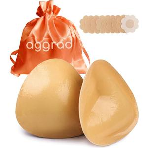 Double-Sided Sticky Bra Pads Inserts Ultra Instant Volume Push up Stick on Bra for Women Swimsuit Bikini Dresses, Beige