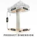 Modern Scratching Post for Indoor Cats - 15 High Cat Scratching Post with Bed Breeds - 15.7 x 11.6 Removable & Washable Cushion (Natural Wood Post with White Bed)