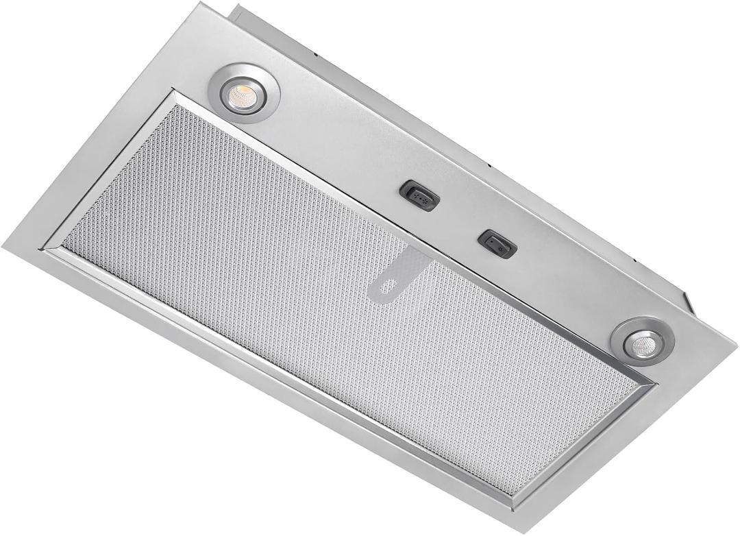 Upgraded PM300SS 21 Inch Insert Range Hood - Max 300 CFM Airflow, Custom Power Pack Vent Insert with 2-Speed Exhaust Fan & LED Light