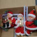 Leitee 3 Pcs Electric Santa Claus Decoration - Rope Ladder Parachute Somersault Musical Santa Climbing Ladder Plush Doll Figurine Christmas Tree Hanging Ornaments Xmas Gift