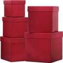 UNIQOOO 1 Box Red Glitter Xmas Gift Box Set with Lid, Assorted Size, Square Nested Wedding Keepsake Boxes, Holiday Paper Box Tower For Birthday Party, Mother's Day Gift Wrap Packaging