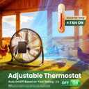 ecoCalm Solar Fan High Airflow, Solar Fans for Outside with Thermostat & Battery, 18" Solar Powered Fan with 60W Panel for Greenhouse, Gazebo, Chicken Coop