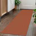 KOZYFLY Runners for Hallways 2x5 ft Washable Kitchen Runner Non Slip Rubber Backed Hall Runners Cotton Entryway Runner Rugs Floor Carpet for Indoor Backdoor Bedroom Kitchen, Orange/Tan