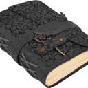 LEATHER VILLAGE Handmade Leather Bound Floral Embossed Journal for Women | 260 Pages Blank of Vintage Paper Writing, Sketchbook, Notebook - Black - 10X7 Inches