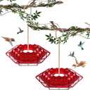 Hummingbird Feeder with Ant-Proof Moat Hummingbird Feeder, Easy to Clean and Refill Includes Hanging Hook, Features 30 Feeding Ports (Red 2PCS)