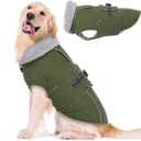 Lelepet Warm Dog Coat Waterproof Dog Jacket for Large Dogs Reflective Fleece Vest with Adjustable Buckle Hook & Loop Windproof Cold Weather Coats for Small Medium Large Dogs, Army Green, L