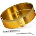 6 Inch Serrated Diamond Hole Saw with 2Pcs Removable Pilot Bits, Easy-Align for Precise Drilling in Porcelain, Ceramic, Granite, and Marble (6" Tile Drill Bit)