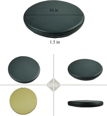 Xirggur Memory Foam Seating Pads, Faux Leather Waterproof Round Cushions,16"x16"x2" Soft Seat Cushion for Learning Sitting Chair Yoga and Meditation (Black)