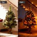 2 Pack Christmas Tree,3FT Artificial Christmas Entrance Tree with Ornaments and Lights Battery Oprated,Mini Xmas Trees for Front Door,Pathway, Tabletop, Entryway, Entrance Christmas Decorations