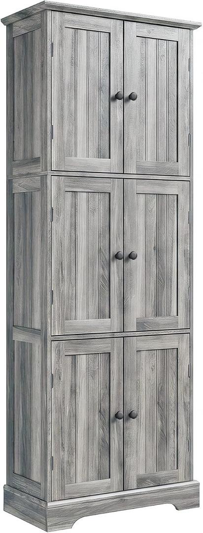 ChooChoo 63.2" Tall Bathroom Storage Cabinet with 6 Doors, Pantry Cabinet