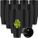 Yaomiao 200 Pcs 2 Inch Black Mini Plastic Plant Pot Nursery Seedling Pots Seed Starter with Drainage Holes for Indoor Outdoor Garden Succulent Plants Cuttings Transplanting