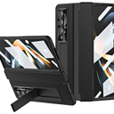 Case Compatible with Samsung Galaxy Z Fold 4,Built-in Screen Protector+Hidden Kickstand+Wireless Charging Hinge Protection Shockproof 360 Full Protective Phone Cover (Black)