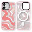 Bouvardia for iPhone 17 Case, Compatible with Magsafe, Cute Girly Design for Women, Shockproof & Aesthetic, Ripples (Pink)