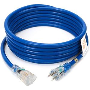 S7 20 Amp 6 FT 12/3 Heavy Duty Extension Cord with 15 Amp Three Prong Power Cord