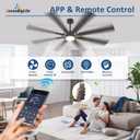 Large Ceiling Fans with Lights: Modern 66 Inch 8 Blade Outdoor Ceiling Fan with Remote APP Control - Dimmable Black Big Fan light Indoor Reversible 6 Speed Quiet DC Motor