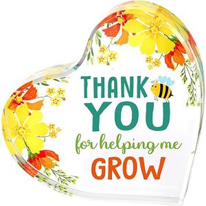 Teacher Appreciation Gifts for Women Acrylic Keepsake and Paperweight Teacher Gifts from Student for Nurse Graduation Retirement First Last Day of School (Thank You for Helping Me Grow)