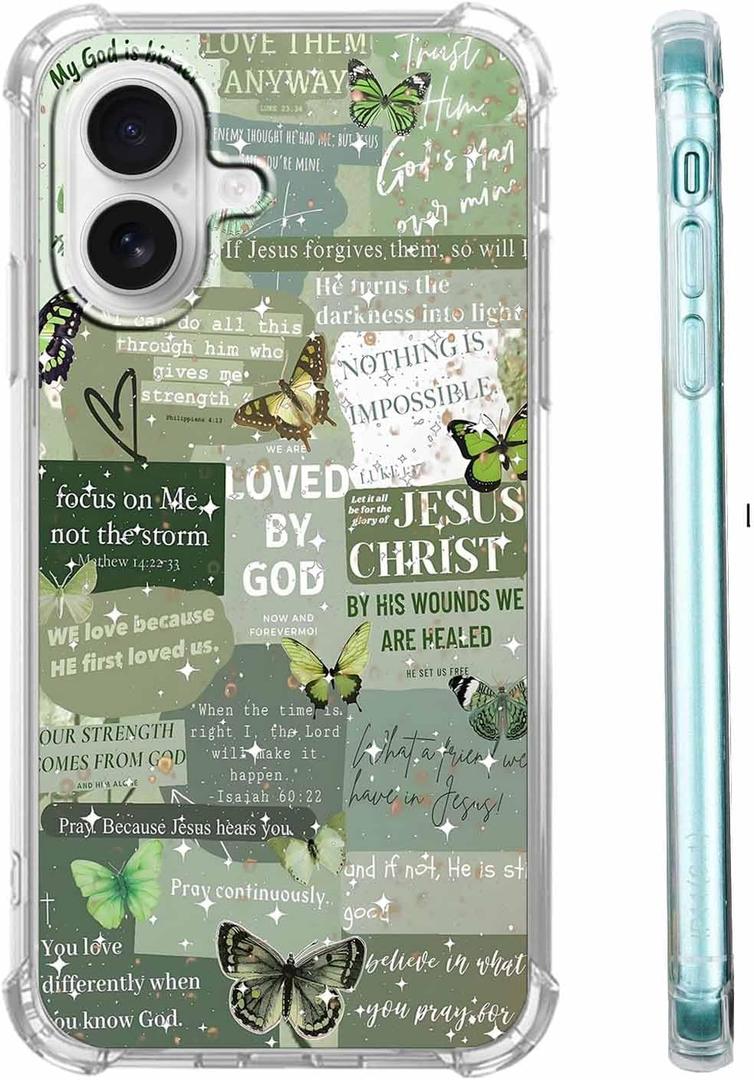 Bible Verses Christian Jesus Quotes Collage Pattern Phone Cover,Trendy Soft TPU Protective Case for iPhone 16 Plus,#4