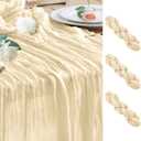 Wokceer Cheesecloth Table Runner 3Pack 10FT Beige Christmas Boho Gauze Cheese Cloth Table Runner for Party Easter Rustic Sheer Table Runners for Baby Bridal Shower Wedding Table Decor