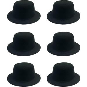 6 Pcs Mini Top Hat Miniature Formal Hats Felt Colorful for Crafts Hair Accessories Christmas Party Ornaments (Black)