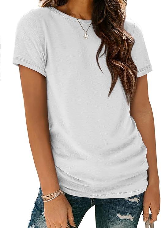 ATHMILE Womens T Shirt Summer Tops Short Sleeve Fashion Basic Casual Oversized Beach Vacation Clothes 2025 Trendy L