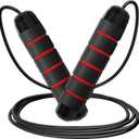 3 x Limm Adjustable Jump Rope for Workout - All-Purpose Exercise Jump Rope Kids & Adults Love with Tangle-Free, Comfortable Foam Handles - Best Slimming, Cardio & Endurance Training (Red/Black)