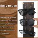Moxweyeni Set of 2 Rustic Mounted Sunglasses Storage Organizer Wood Eyeglasses Holder Sunglass Rack Eyeglasses Display Rack with Metal Hooks Glasses Wall Decor Hanging Jewelry Organizers for Home