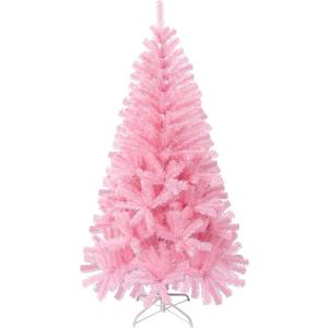 Pink Christmas Tree, 4FT Christmas Tree with Metal Stand, Artificial Pink Tree with 300 Branch Tips, Easy Assembly, for Indoor Outdoor Holiday Decoration