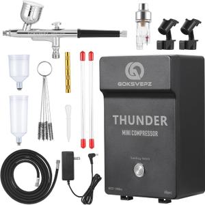 Airbrush Kit with Air Compressor, 55 PSI High Pressure Air Brush Gun with Cleaning Sets Non-Clogging Airbrush Gun Set for Model Painting, Modeling, Makeup, Nails, Tattoo, Cake Decor