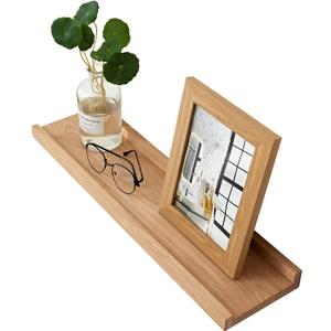 Oak Floating Shelves Natural Wood Wall Mounted Display Picture Ledge for Home Office Living Room Bedroom Storage 4X24 Inch