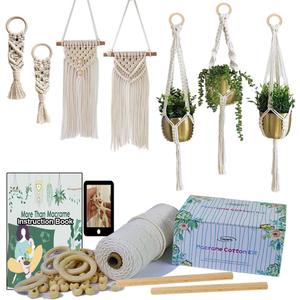 Easy Macrame Kits for Adults Beginners Supplier Wood Beads,Rings,Wooden Dowel for Macrame Plant Hangers,Boho Wall Hanging with Instruction Book for Starters Christmas Crafts for Adults
