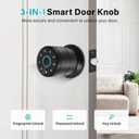 Fingerprint Door Lock, Smart Biometric Door Knob, Keyless keypad Door Lock for Bedroom, Front Door, Home, Office, Apartment-Black