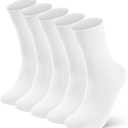 FGZ Mens Crew Socks Breathable Cotton Soft Casual Thin Socks for Work,Sport & Everyday Wear,5 Pairs (White)