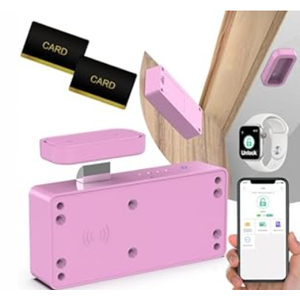 Eseesmart Smart Cabinet Lock, Hidden RFID Keyless Electronic Bluetooth Drawer Locks, Baby Proofing Child Safety Cabinet Locks for Liquor Cabinet Locker Drawer Cupboard Desk Dresser Adults (Pink)