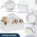Ukonvi Paper Plate Dispenser and Holder for Kitchen Counter, Wood Rustic Silverware Utensil Caddy, Cutlery Flatware Organizer Box for Cups Spoons Forks Napkins, Kitchen Accessories