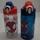 Zak Designs Marvel Spider-Man Sage Kids Water Bottle For School or Travel, 16oz Durable Plastic Water Bottle With Straw, Handle, and Leak-Proof Spout Cover, 2-Pack (Spidey and His Amazing Friends)