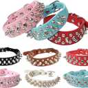 Dogs Kingdom 10"-24" Length Soft Leather Mushrooms Rivet and Spikes Studded Adjustable Buckle Pet Puppy Dog Collar for Small Medium Large Dogs Breeds Black XL