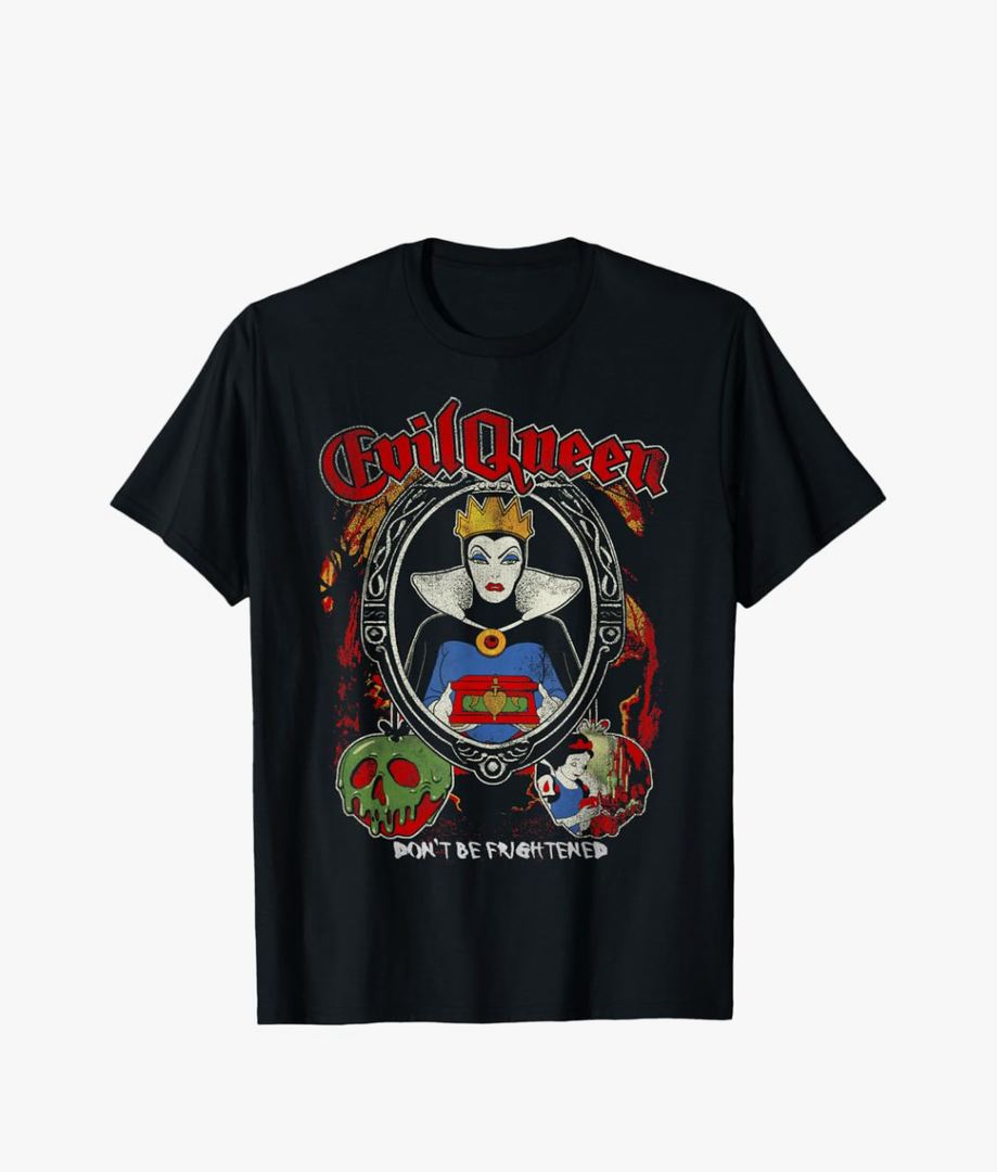 Disney Snow White Evil Queen Don't Be Frightened Distressed T-Shirt
Color: Black
Fit Type: Men, Size: XXL