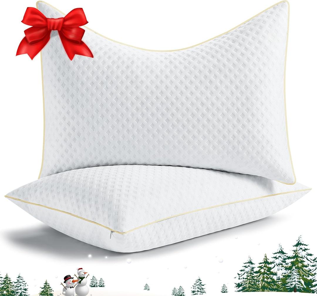 Pillows Standard Size Set of 2 for Neck and Shoulder Pain Relief, Adjustable Memory Foam Side Sleeper Standard Size Pillow, Cooling Curved Standard Pillows with Washable Cover (Standard (Pack of 2), White)