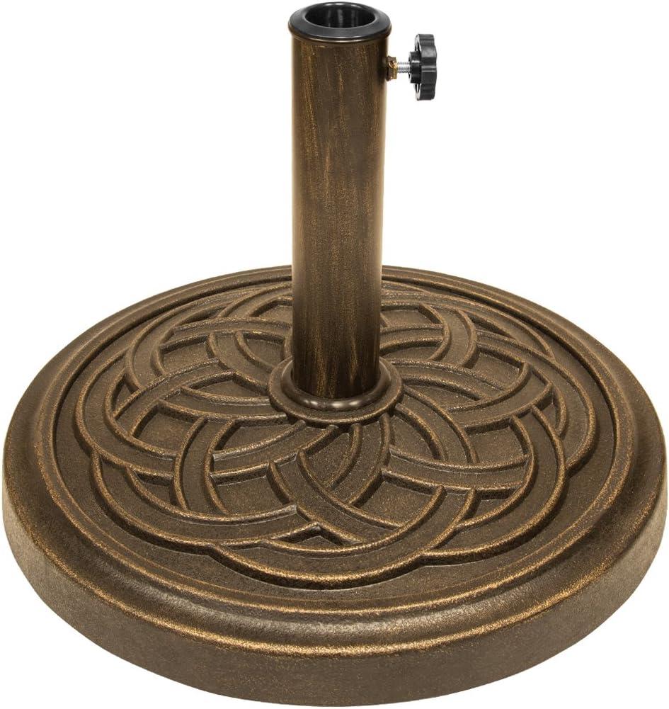 UBP18181-BR 18-Inch Cast Stone Umbrella Base, Made from Rust Free Composite Materials, Bronze Powder Coated Finish