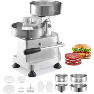 VEVOR Commercial Burger Patty Maker, Hamburger Beef Patty Maker with 3 Convertible Mold(4/5/6-inch), Heavy Duty Stainless Steel Burger Press Machine, Meat Forming Processor with 1500 Pcs Patty Papers : Patio, Lawn & Garden
