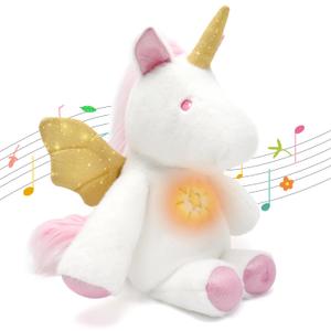 IUTOYYE Unicorn Breathing Stuffed Animal 17" Unicorn Plush Toy Soothing with Realistic Breathing Motion and Lights Music for Kids (White)