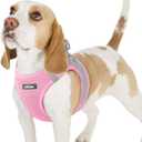 rabbitgoo Dog Harness, Step-in Easy On Soft Light Puppy Vest with Breathable Mesh for Walking, Safe Reflective Pet Harness for Small Sized Dogs, Pink & Gray M