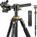 K&F CONCEPT 67 inch Camera Tripod Horizontal Aluminum Tripods Portable Monopod with 32mm Ball Head 12KG Load Capacity Quick Release Plate, for Travel and Work T255A4+BH-32L(Golden)