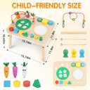 Activity Table for 1+ Year Old, 7 in 1 Wooden Montessori Activity Center Play Table with Drum, Bead Maze Shape Sorter Fishing Game, Kids Sensory Educational Toddler Learning Toys 1st Birthday Gifts